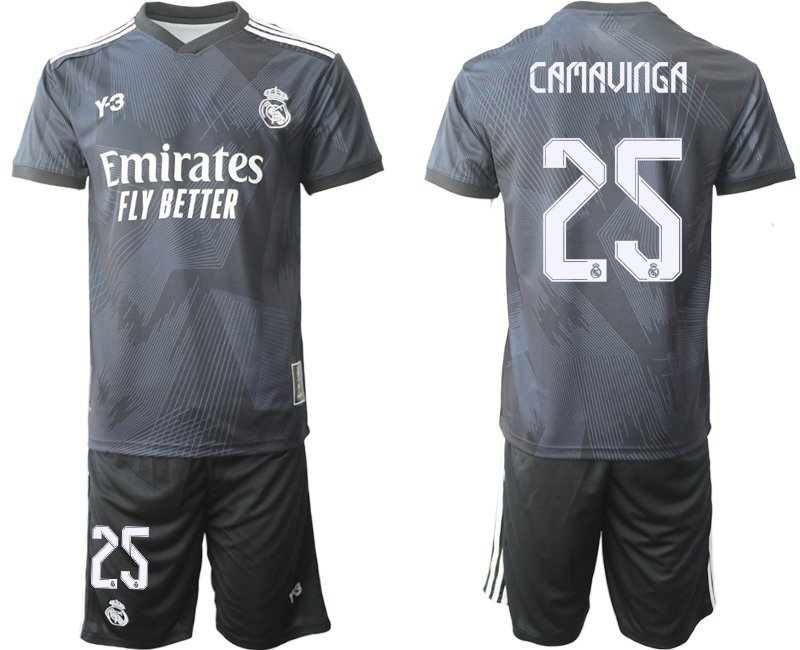 Camavinga 25 Y-3 Real Madrid Viertes Fußballtrikot schwarz für die Saison 2021-2022 Herren
