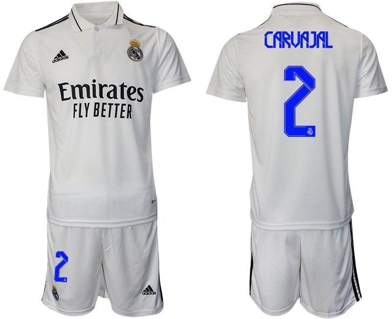 Carvajal 2 Real Madrid Heimtrikot 2022-2023 weiß Trikotsatz Herren Kurzarm + Kurze Hosen