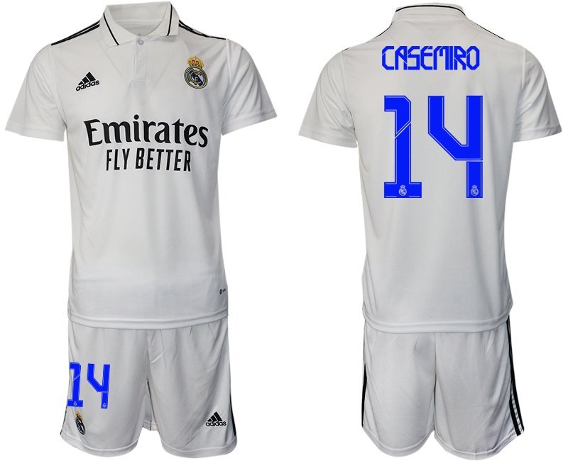 Casemiro 14 Real Madrid Heimtrikot 2022-23 weiß Trikotsatz Herren Kurzarm + Kurze Hosen