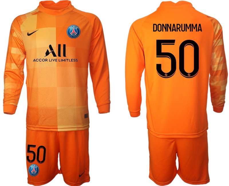 DONNARUMMA 50 Paris Saint-Germain Trikot Torwart Herren PSG Trikotsatz Langarm Orange