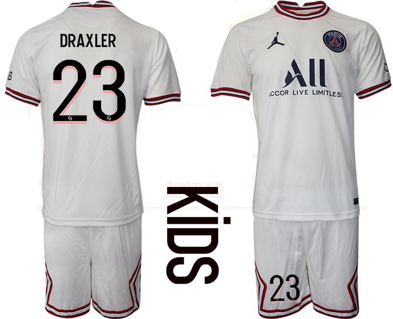 Draxler 23 Paris Saint-Germain 4th Trikot 202122 weiß roten blauen PSG Fußballtrikots Kinder