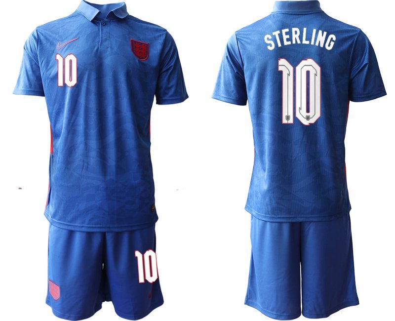 England Auswärtstrikot EM 2020 Blau Trikotsatz Kurzarm + Kurze Hosen STERLING 10