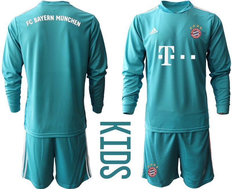 FC Bayern München Torwarttrikot 2020-21 Langarm + Kurze Hosen Kinderheim Trikot