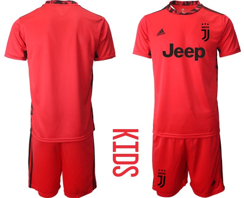 Günstige Fussballtrikot Juventus Torwarttrikot rot Trikotsatz Kurzarm + Kurze Hosen Kinder