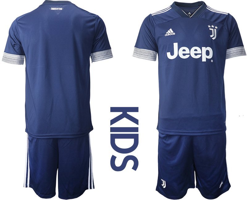 Günstige Fussballtrikot Juventus Turin 2020-2021 Auswärtstrikot blau Kinder