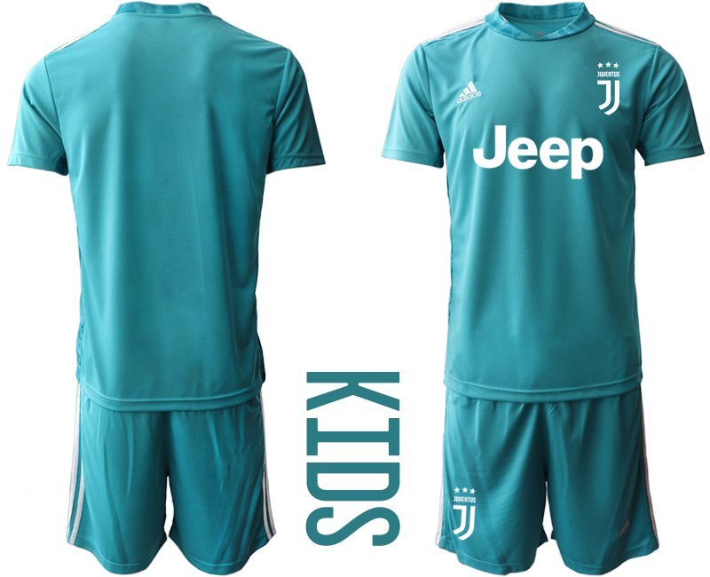 Günstige Fussballtrikot Juventus Turin Torwarttrikot Lab Green Trikotsatz Kurzarm + Kurze Hosen Kinder