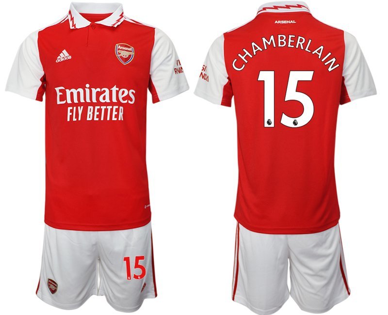 Herren Arsenal 2022-2023 Heimtrikot rot-weiß Trikotsatz Kurzarm + Kurze Hosen Chamberlain 15