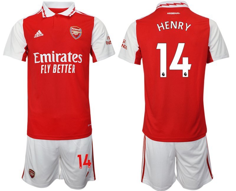 Herren Arsenal 2022-2023 Heimtrikot rot-weiß Trikotsatz Kurzarm + Kurze Hosen Henry 14