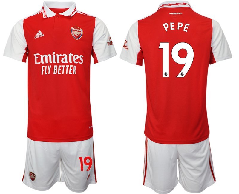 Herren Arsenal 2022-2023 Heimtrikot rot-weiß Trikotsatz Kurzarm + Kurze Hosen PEPE 19