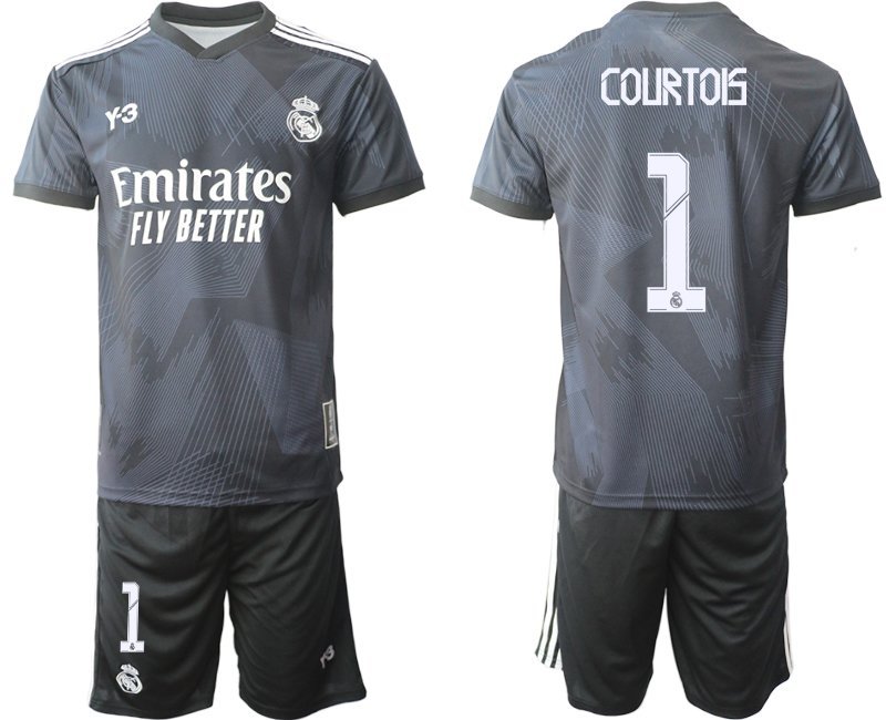 Herren Y-3 Real Madrid 4th Fußballtrikot schwarz für die Saison 2021-2022 Courtois 1