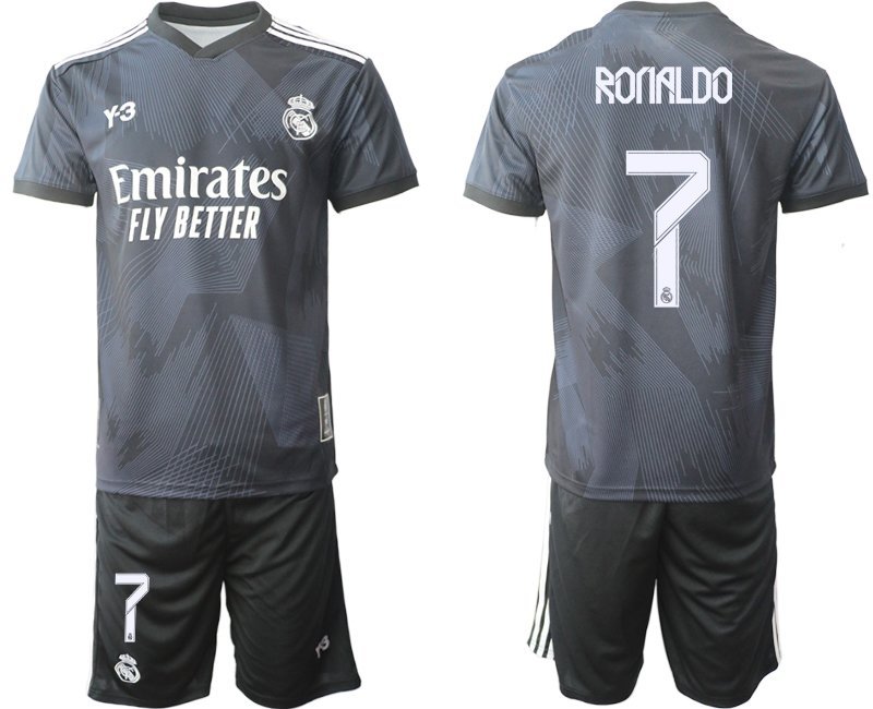 Herren Y-3 Real Madrid 4th Fußballtrikot schwarz für die Saison 2021-2022 Ronaldo 7