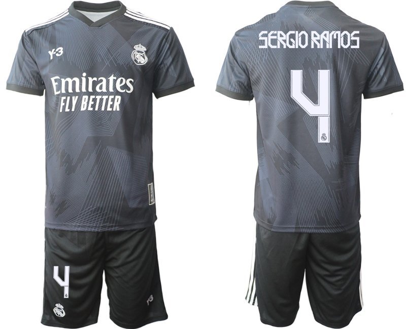 Herren Y-3 Real Madrid 4th Fußballtrikot schwarz für die Saison 2021-2022 Sergio Ramos 4