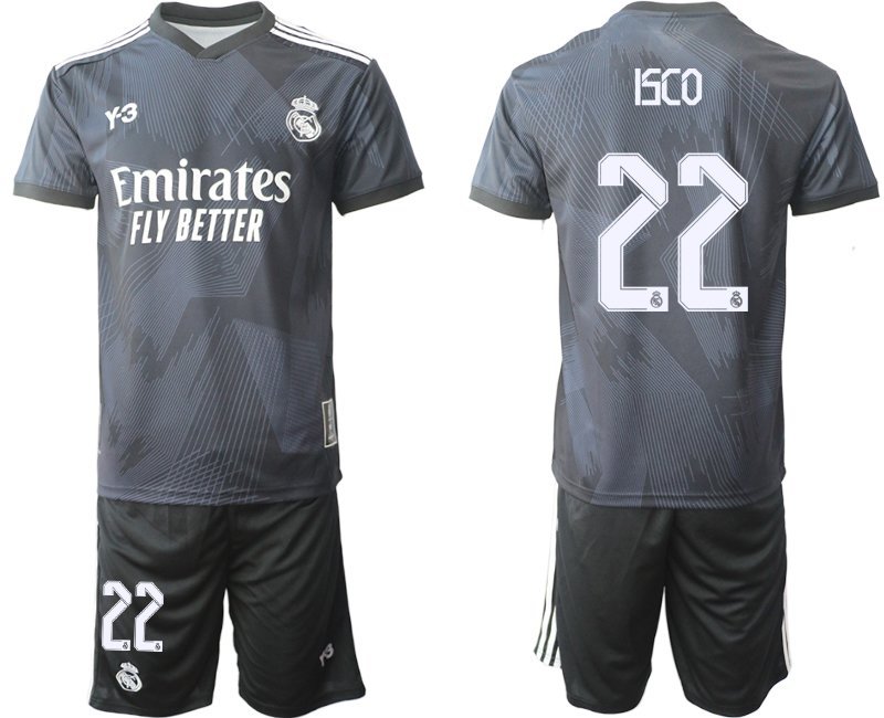 ISCO 22 Y-3 Real Madrid Viertes Fußballtrikot schwarz für die Saison 2021-2022 Herren