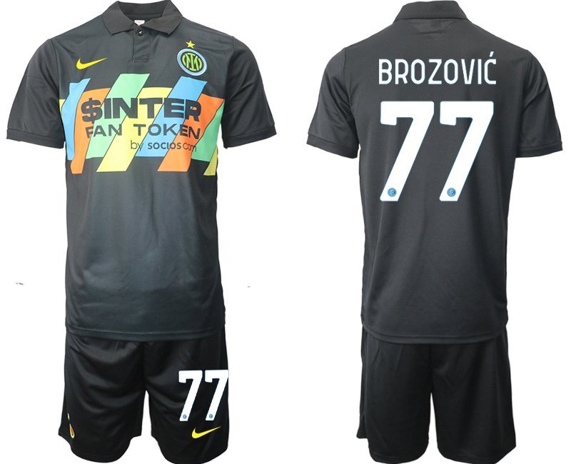 Inter Mailand Ausweichtrikot 2021-22 Herren schwarz Trikotsatz 3rd Trikot Brozović 77