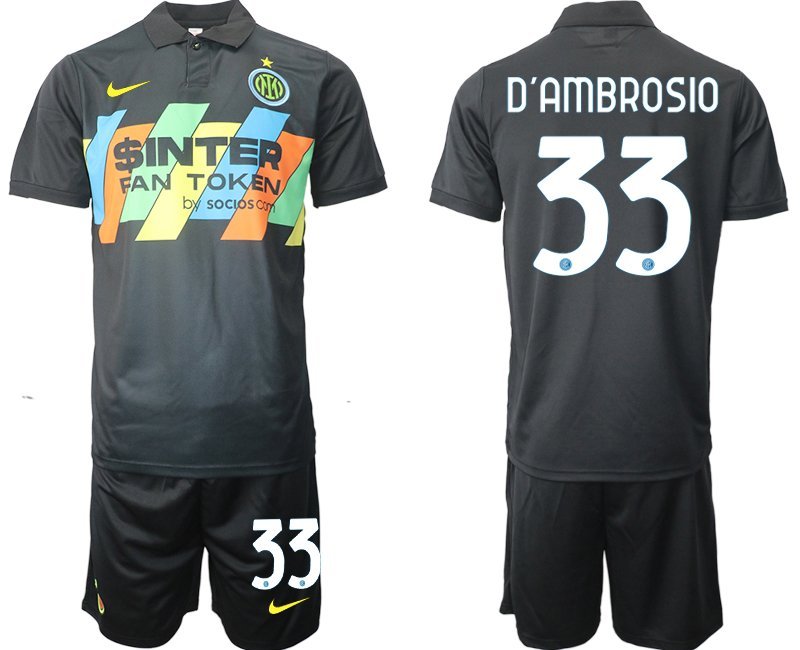 Inter Mailand Ausweichtrikot 2021-22 Herren schwarz Trikotsatz 3rd Trikot D'Ambrosio 33