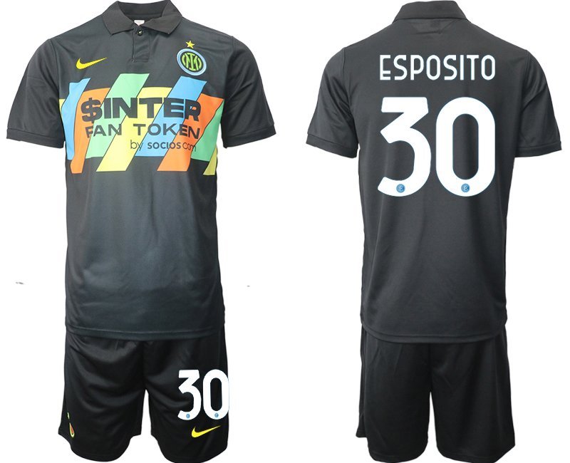 Inter Mailand Ausweichtrikot 2021-22 Herren schwarz Trikotsatz 3rd Trikot Esposito 30