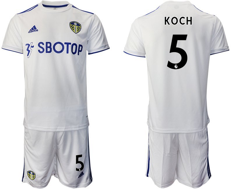 KOCH 5 Leeds United Heimtrikot 2020-21 weiß blauen Trikotsatz Kurzarm + Kurze Hosen