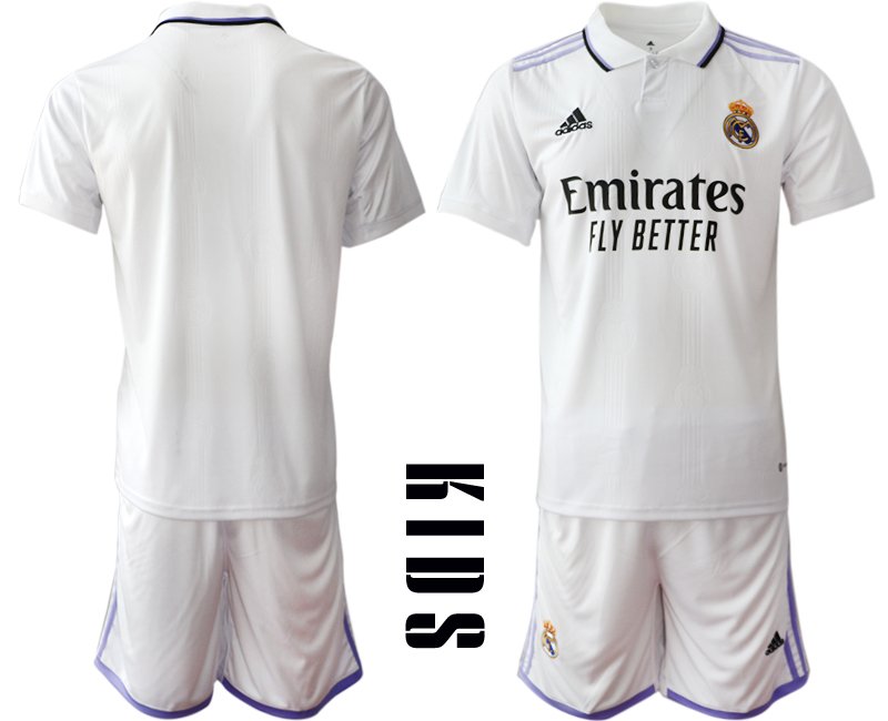 Kaufen Real Madrid Heimtrikot 2022-23 weiß Trikotsatz Kindertrikot