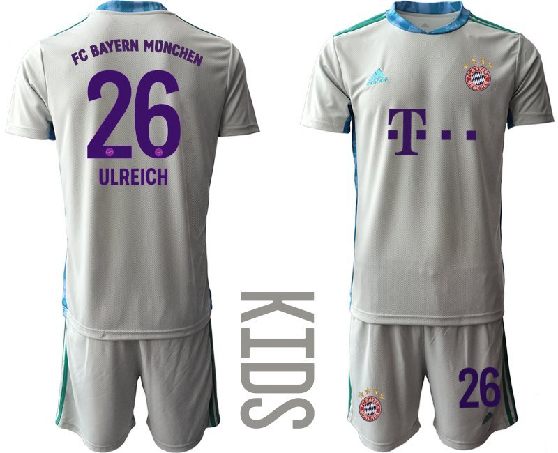 Kinder Bayern München Torwarttrikot Grau Kurzarm Trikotsatz ULREICH #26