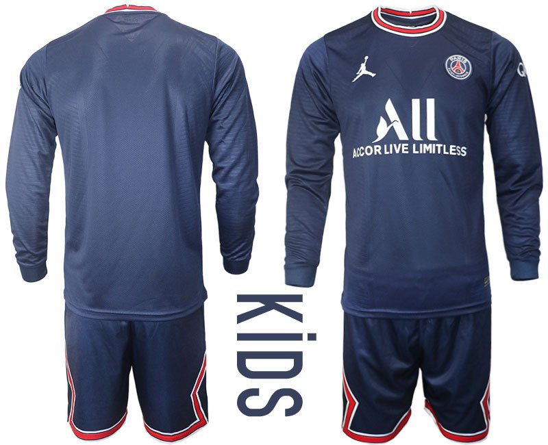 Kinder Paris Saint Germain Heimtrikot 2021-22 PSG Trikotsatz Langarm + Kurze Hosen