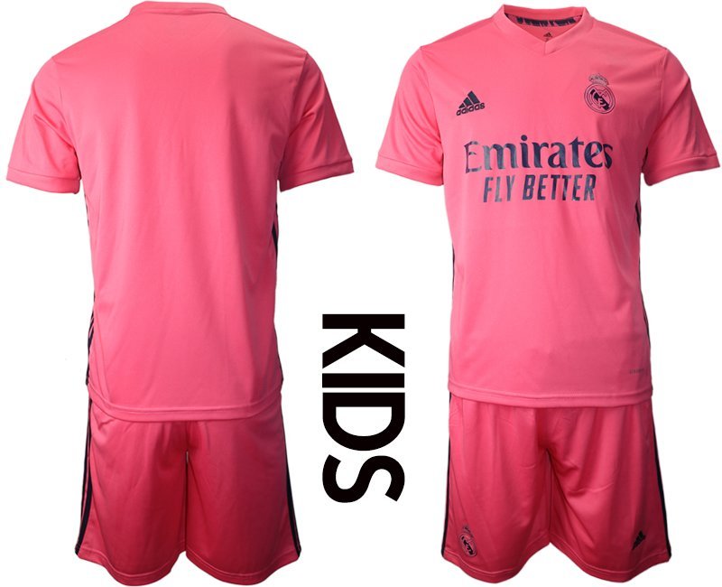 Kinder Real Madrid 20-21 Auswärtstrikot pink dunkelblau Trikotsatz Kurzarm + Kurze Hosen