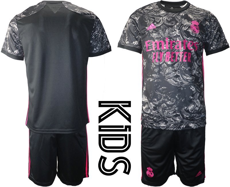 Kinder Real Madrid 2020-2021 Ausweichtrikot schwarz pink Trikotsatz Kurzarm