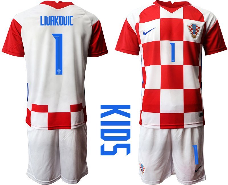 Kroatien EM 202021 Kinderheim Trikot Fußball Fan Zweiteiler weiß rot Livakovic 1