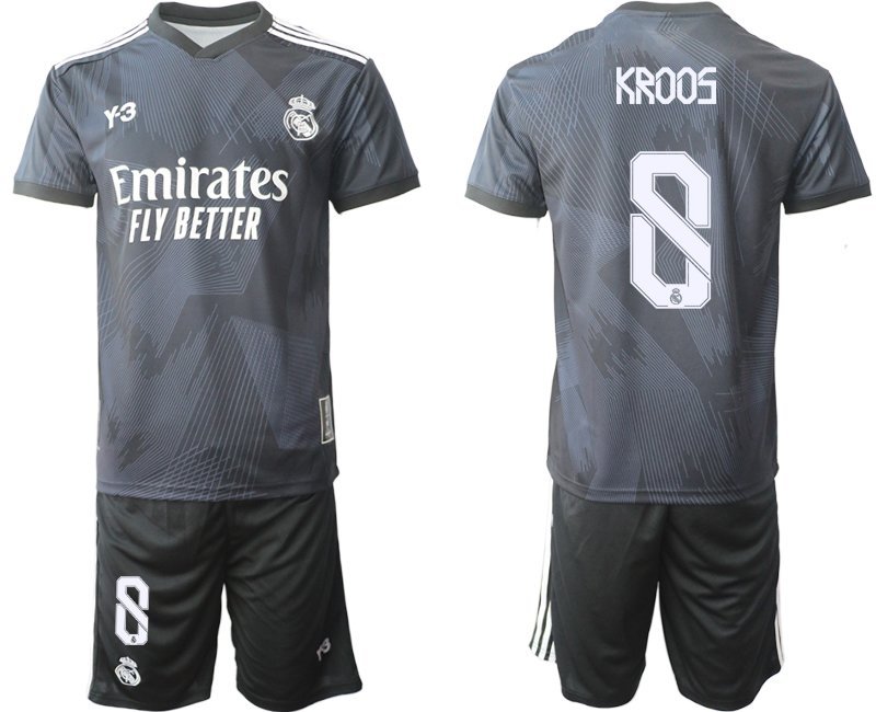 Kroos 8 Y-3 Real Madrid 4th Fußballtrikot schwarz für die Saison 2021-2022 Herren