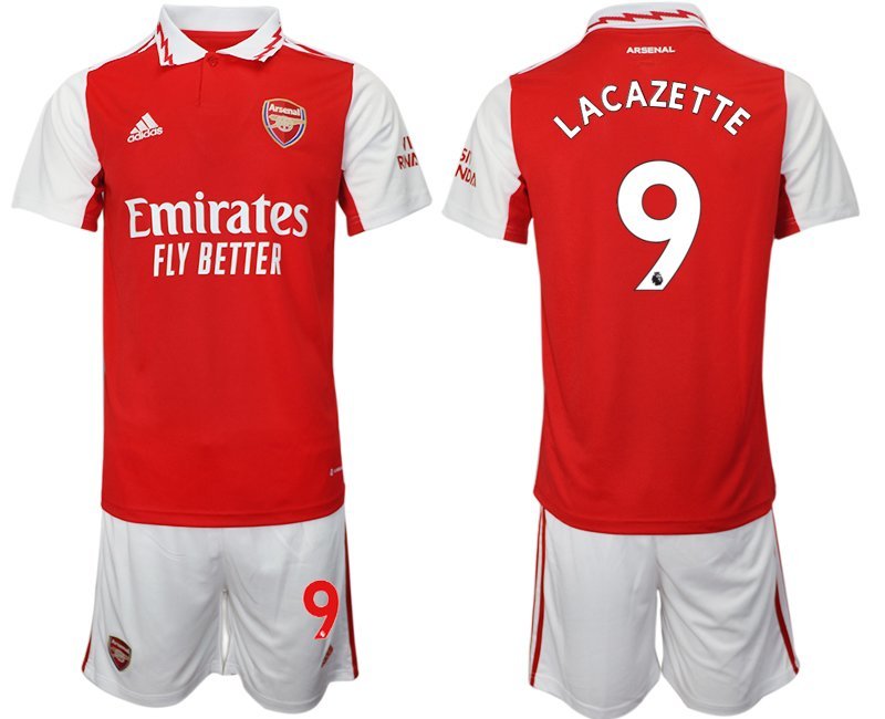 Lacazette 9 Arsenal 2022-23 Heimtrikot rot-weiß Trikotsatz Kurzarm + Kurze Hosen Herren
