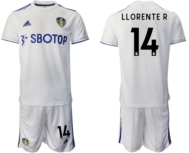 Llorente R 14 Leeds United Heimtrikot 2020-21 weiß blauen Trikotsatz Kurzarm + Kurze Hosen