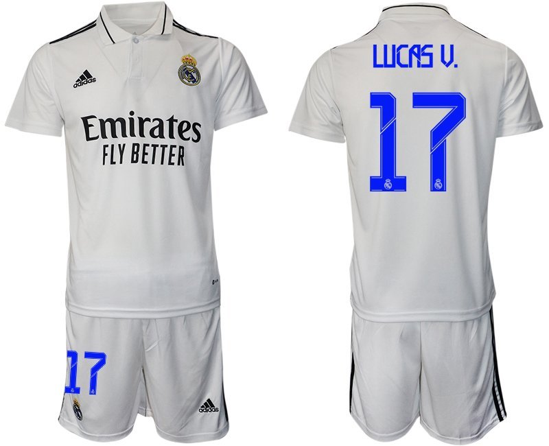 Lucas V. 17 Real Madrid Heimtrikot 2022-23 weiß Trikotsatz Herren Kurzarm + Kurze Hosen