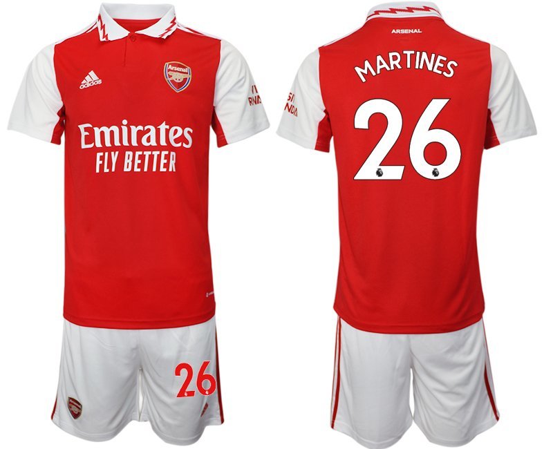 MARTINEZ #26 Arsenal 2022-2023 Heimtrikot rot-weiß Trikotsatz Kurzarm + Kurze Hosen Herren