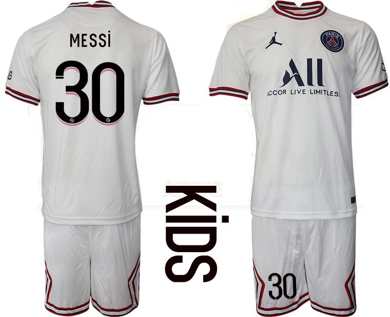 MESSI 30 Paris Saint-Germain 4th Trikot 202122 weiß roten blauen PSG Fußballtrikots Kinder