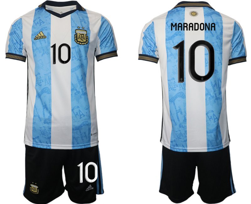 Maradona 10 Argentinien World Cup Heimtrikot weiss blau WM-Trikot 2022 Herren