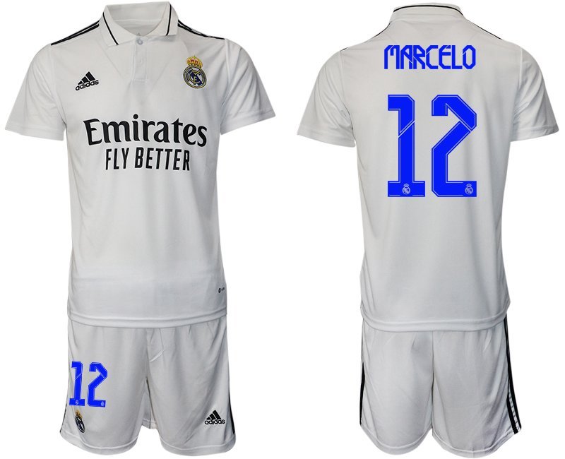 Marcelo 12 Real Madrid Heimtrikot 2022-23 weiß Trikotsatz Herren Kurzarm + Kurze Hosen