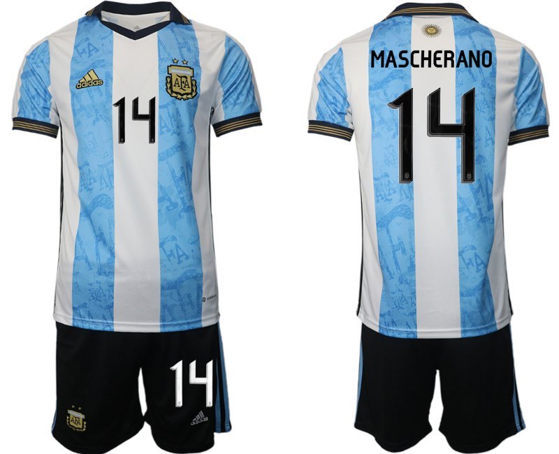Mascherano 14 Argentinien World Cup Heimtrikot weiss blau WM-Trikot 2022 Herren
