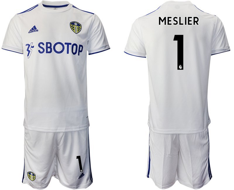 Meslier 1 Leeds United Heimtrikot 2020-21 weiß blauen Trikotsatz Kurzarm + Kurze Hosen