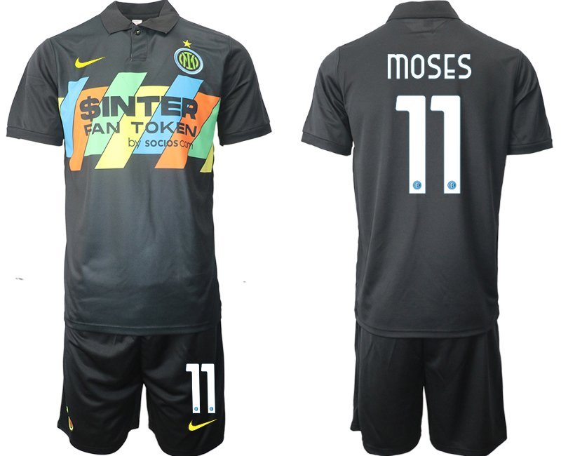 Moses 11 Inter Mailand Ausweichtrikot 2021-22 Herren schwarz Trikotsatz 3rd Trikot