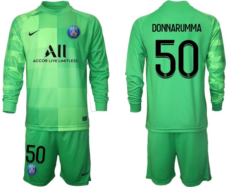 PSG Paris Saint-Germain Herren Trikot Torwart Langarm in Grün mit Aufdruck DONNARUMMA 50