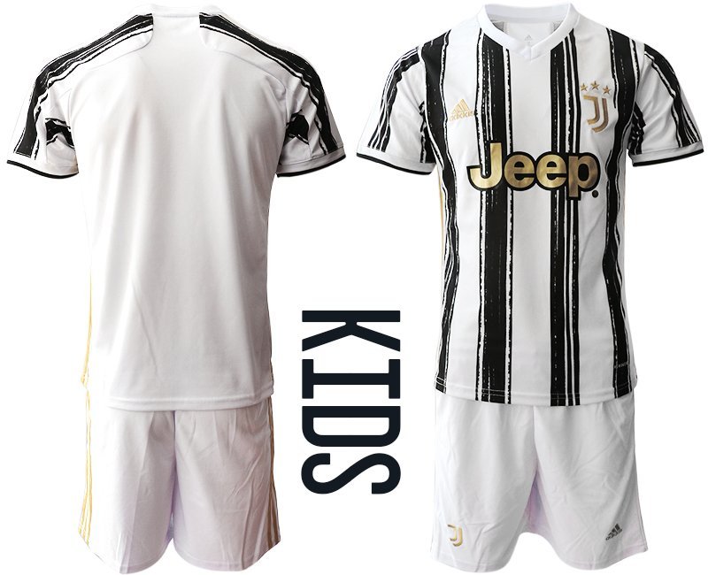 Personalisierbar Juventus Turin Kinder Heim Trikot 2020-21 weiß schwarz