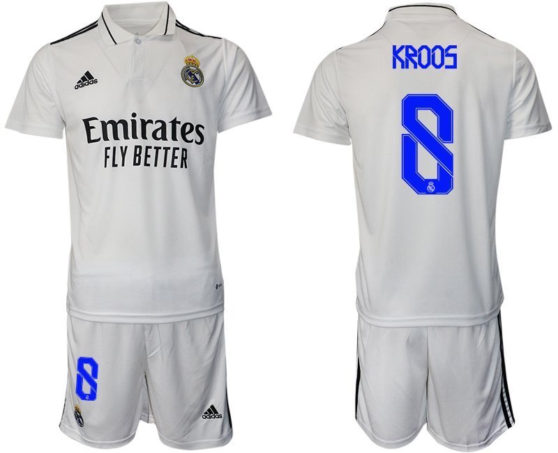 Real Madrid Heimtrikot 2022/23 weiß Trikotsatz Herren Kurzarm + Kurze Hosen Kroos 8