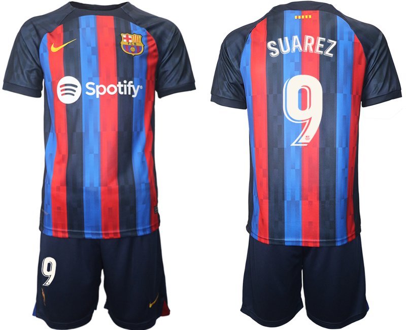 SUAREZ 9 FC Barcelona 2022/23 Heimtrikot dunkles Blau Herren Trikotsatz Kurzarm