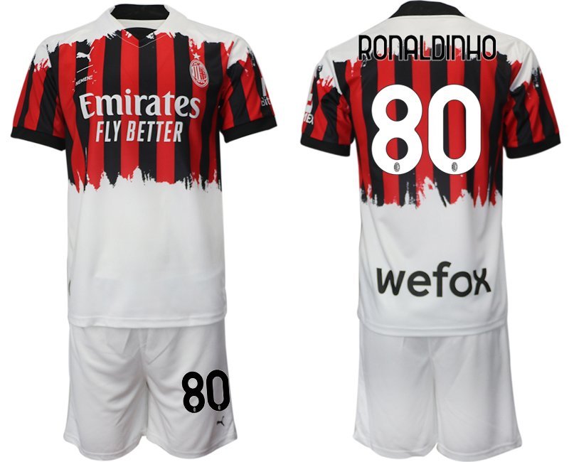 AC Milan Vierten Fußballtrikot 2122 rot schwarz weiß AC Mailand 4th Trikot Ronaldinho 80