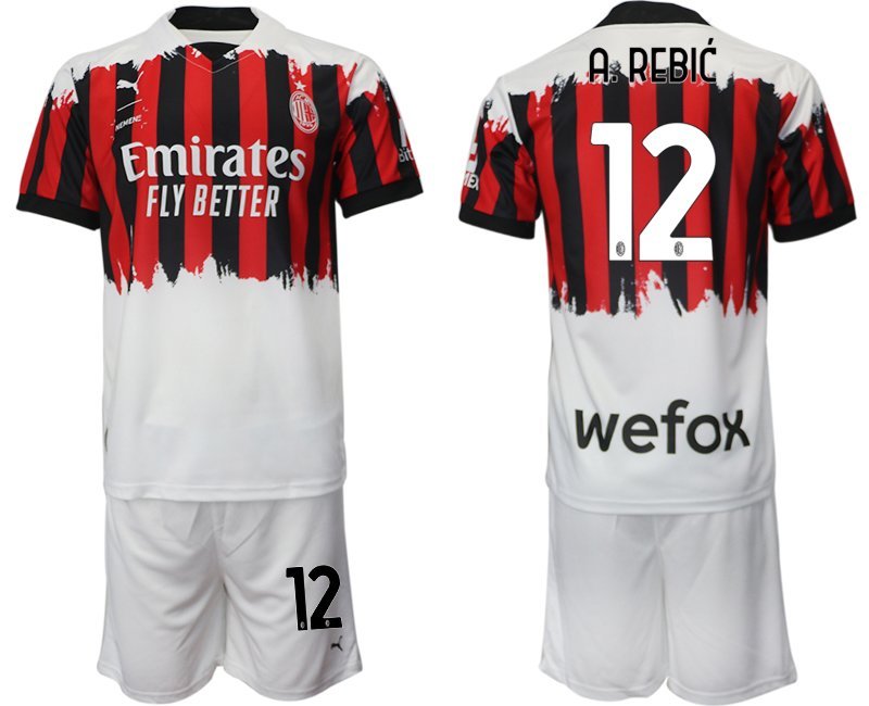 AC Milan x NEMEN Viertes Trikot 2021-22 rot schwarz weiß 4th Trikot mit Aufdruck A.Rebić 12