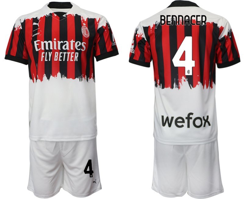 AC Milan x NEMEN Viertes Trikot 2021-22 rot schwarz weiß 4th Trikot mit Aufdruck Bennacer 4