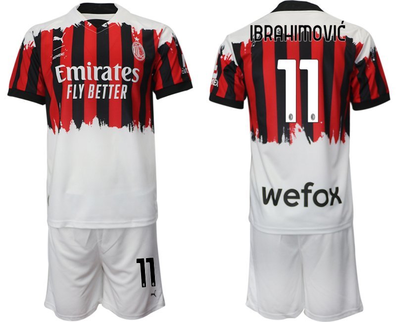AC Milan x NEMEN Viertes Trikot 2021-22 rot schwarz weiß 4th Trikot mit Aufdruck Ibrahimović 11