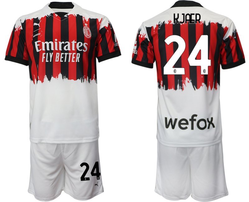 AC Milan x NEMEN Viertes Trikot 2021-22 rot schwarz weiß 4th Trikot mit Aufdruck Kjaer #24