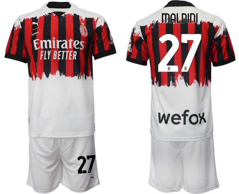 AC Milan x NEMEN Viertes Trikot 2021-22 rot schwarz weiß 4th Trikot mit Aufdruck Maldini 27