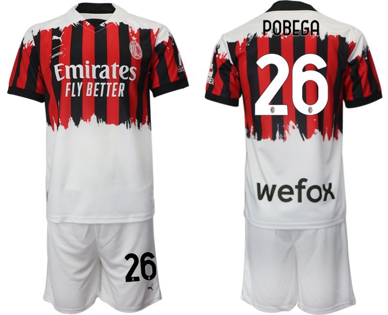 AC Milan x NEMEN Viertes Trikot 2021-22 rot schwarz weiß 4th Trikot mit Aufdruck Pobega 26