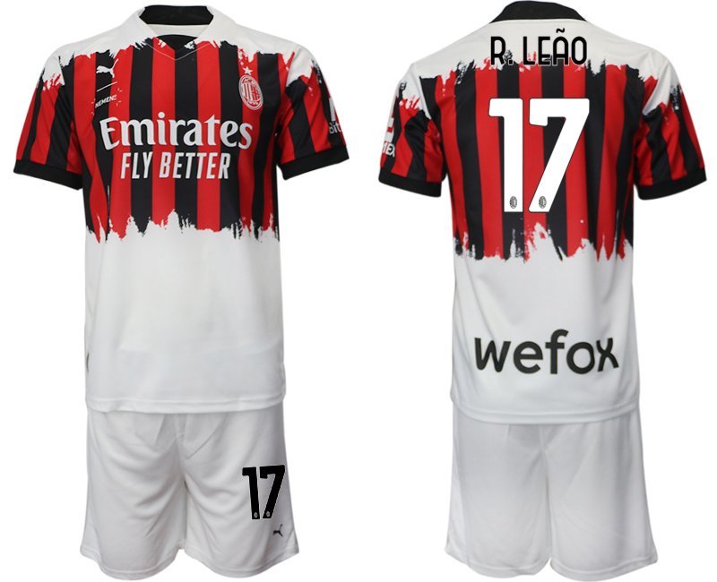 AC Milan x NEMEN Viertes Trikot 2021-22 rot schwarz weiß 4th Trikot mit Aufdruck R.Leão #17
